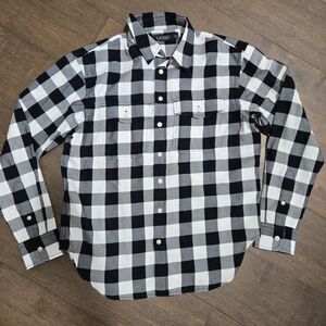 Polo Ralph Lauren Buffalo Plaid Strap Black White Flannel Shirt Men’s size S